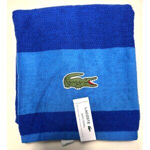LACOSTE Bath Towels Luxury Blue Cotton Big Crocodile Logo 30 x 52 NWT
